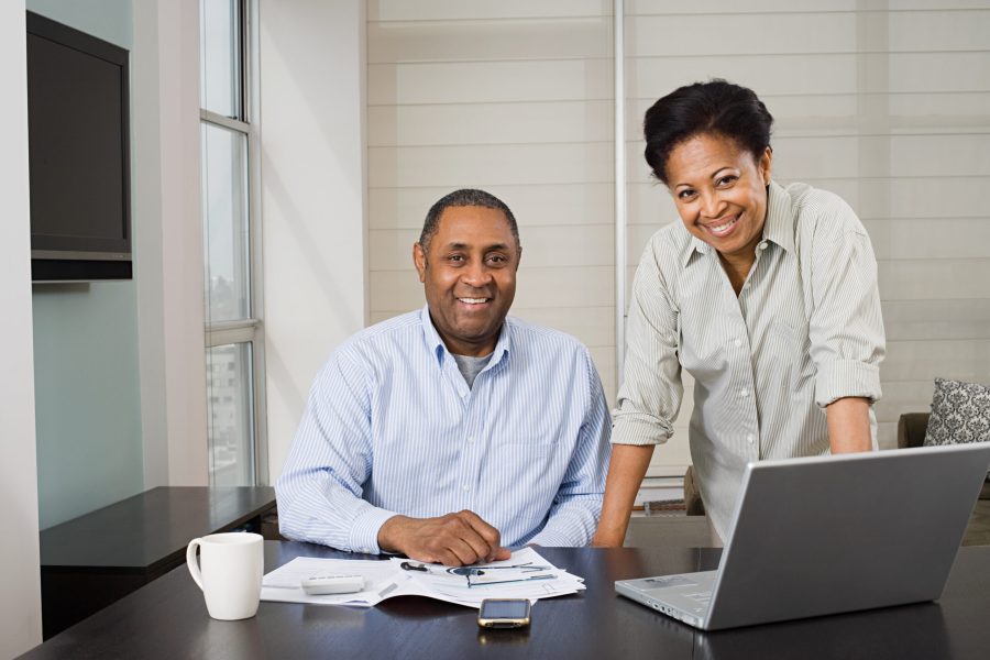 Couple doing home finances